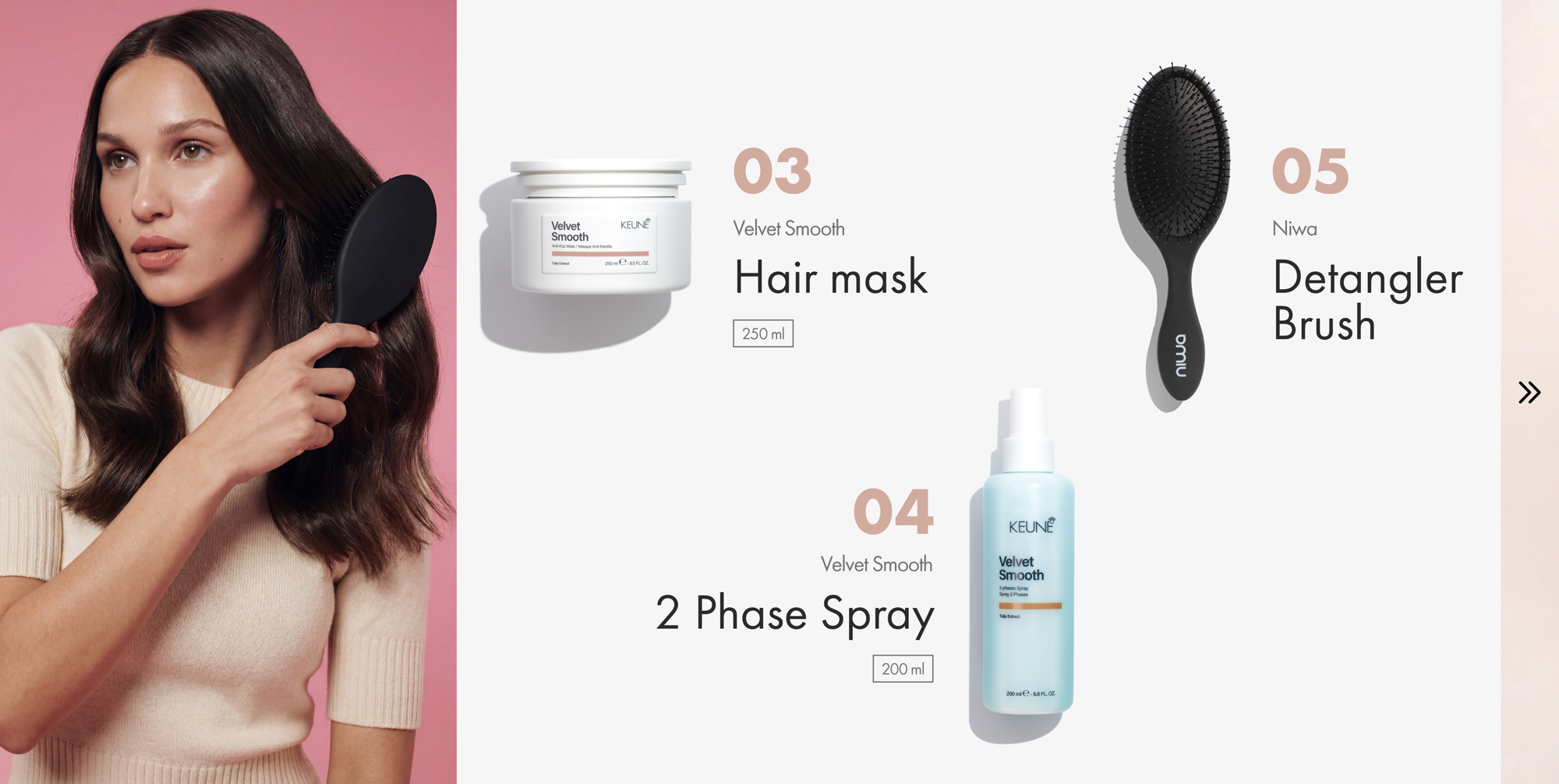 Keune Frizz-Free Pro Set with detangler brush for smooth, silky hair.