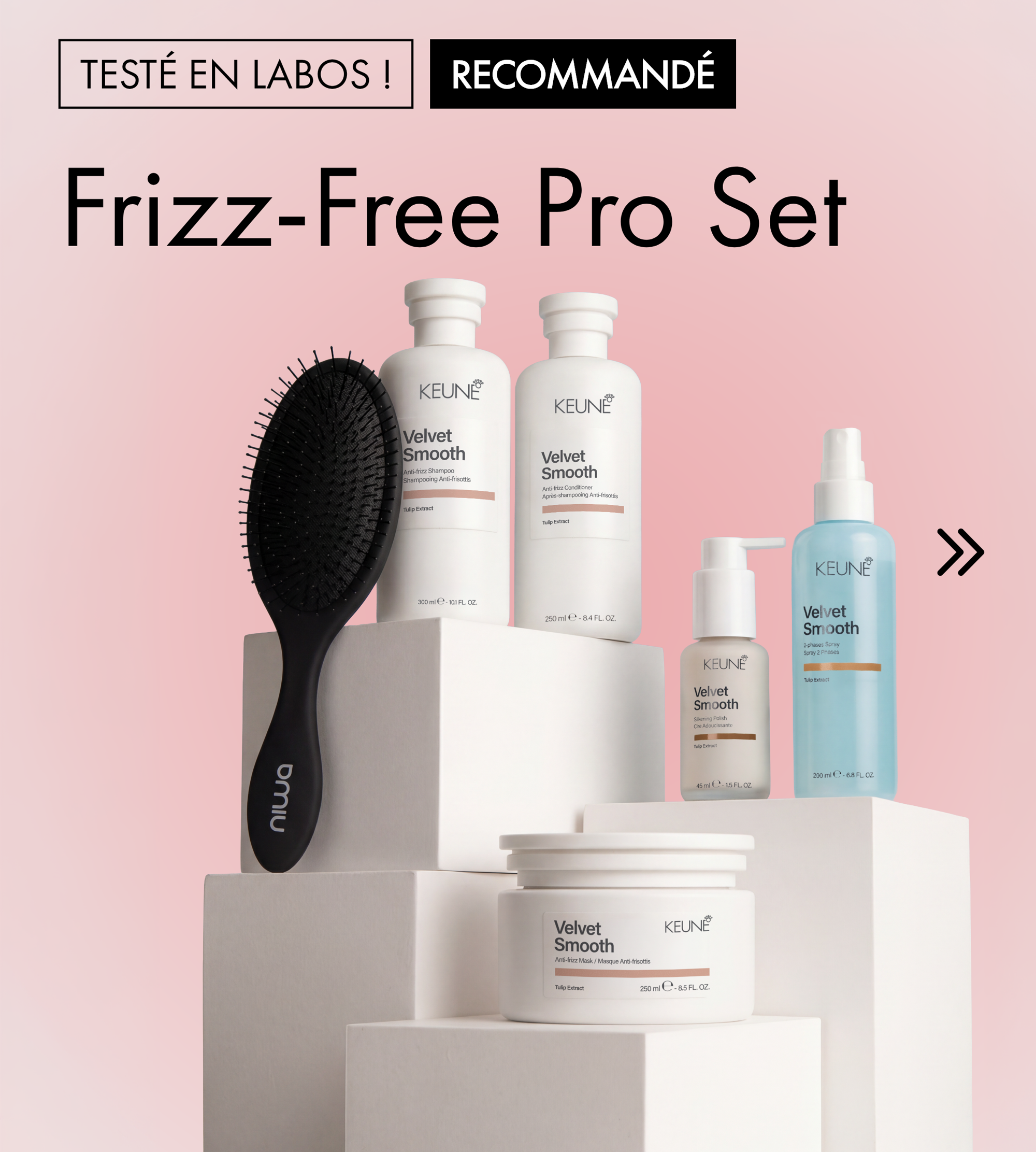 les Frizz-Free Pro Set de Keune  pour des cheveux lisses et soyeux.